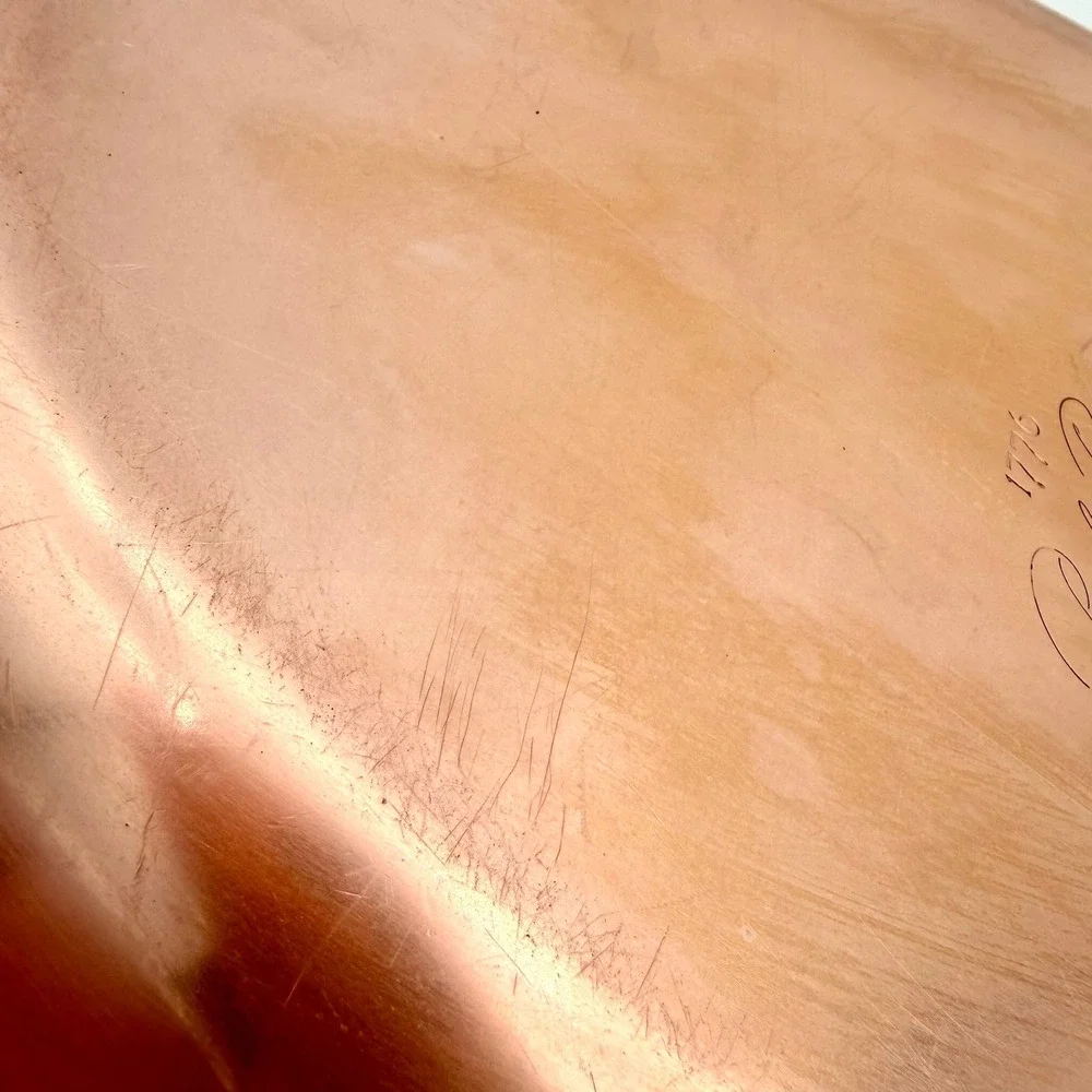 Paul Revere Home Au Gratin Pan 12 in Copper Bicentennial Gold-Tone Two Handles